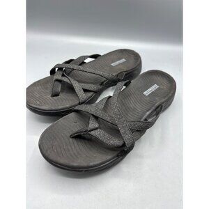 Skechers Womens Sandals 10 Go Walk Arch Fit Black Comfort Summer